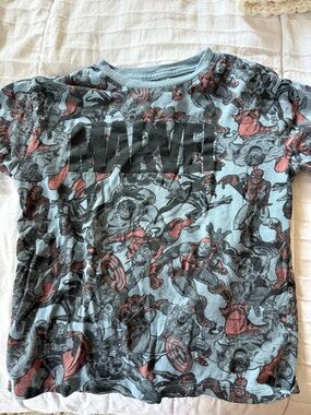 Marvel Light Blue T-Shirt with Black & Red Superhero Print